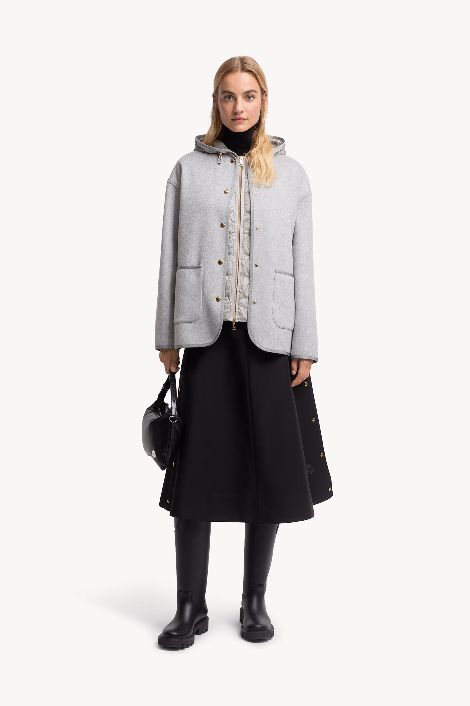 Reposse 3-in-1 Wool & Cashmere Short Down Jacket Women Grey Moncler 0